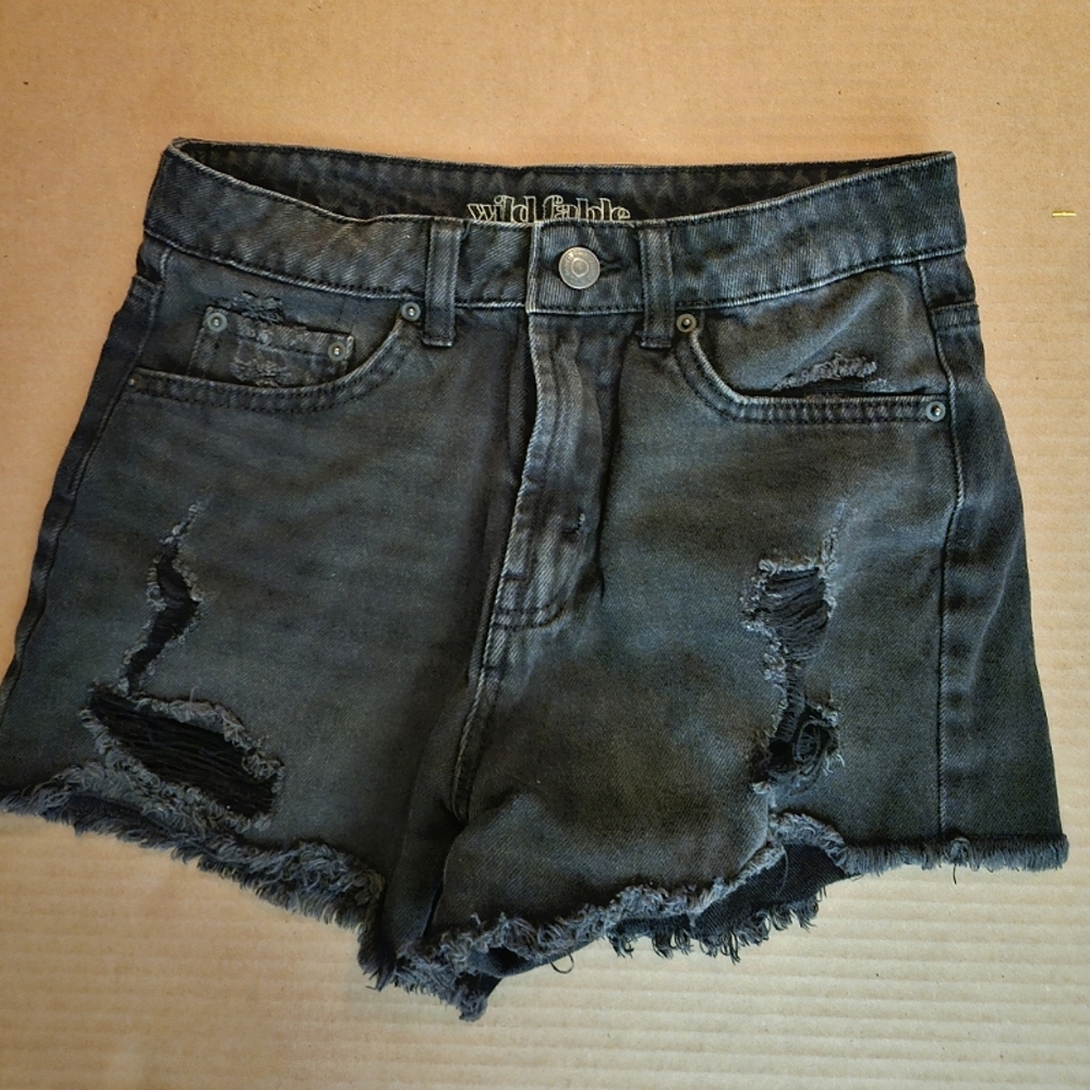 Wild Fable High Rise Distressed Denim Short - Black - Size 00